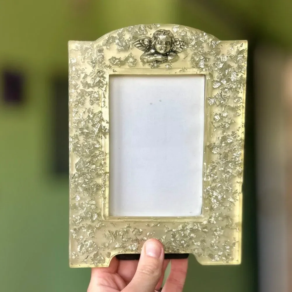 VTG Faith Based Angel Resin Encased Unique Sparkled Picture Frame Accent